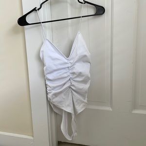 Women’s White Zara Ruched Bodysuit
